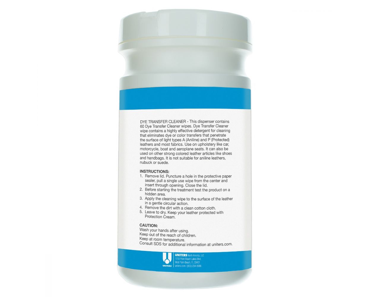 UNITERS PRO LEATHER DYE TRANSFER CLEANER 60 COUNT TUB